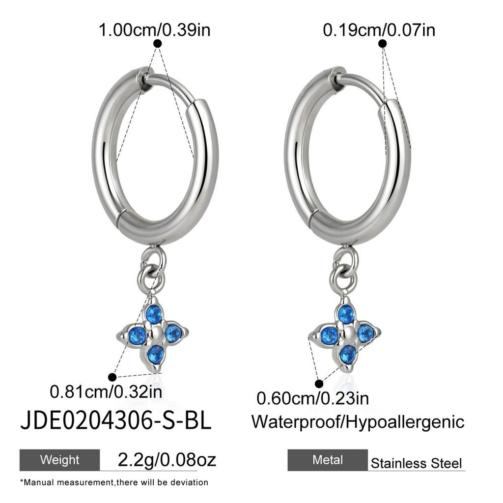 Youthway 3pcs/set Zircon Cross Pendant Drop Earring For Women 18K Gold PVD Plated Stainless Steel Waterproof Charms Jewelry