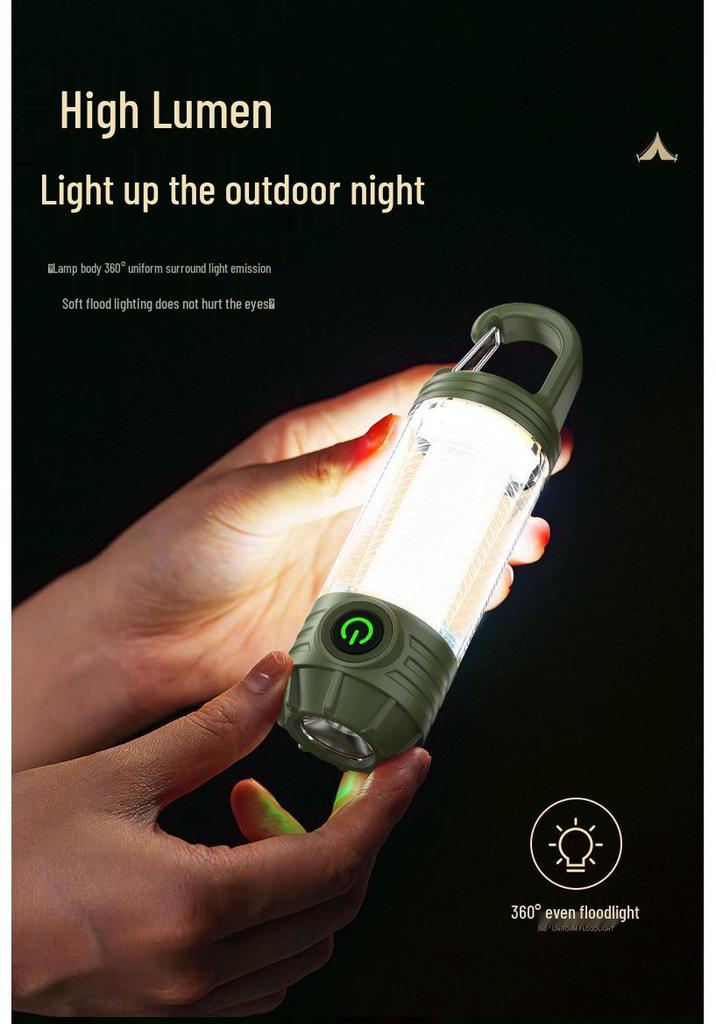 Portable Rechargeable Outdoor Camping and Emergency Light - Long-Lasting Tent Ambiance Flashlight.
