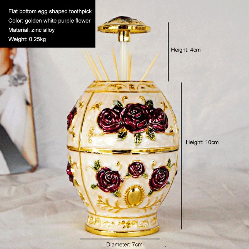 Automatic Up Toothpick Holder Metal Vintage Color Electroplating Egg Shaped Creative Guest Tea Room Restaurant Supplies