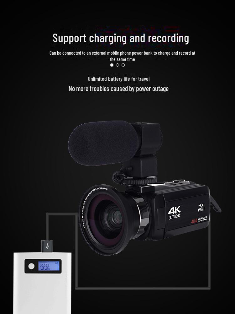 4K WiFi Touch Screen HD Digital Camera, 48MP Video Recorder