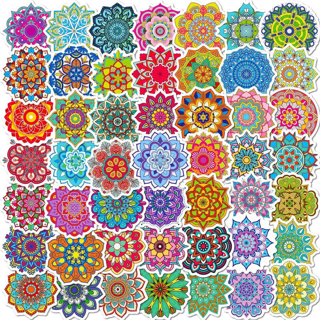 50 Cartoon Mandala Stickers Source Hindu Auspicious Religion Symbol Art Style Mandala Stickers