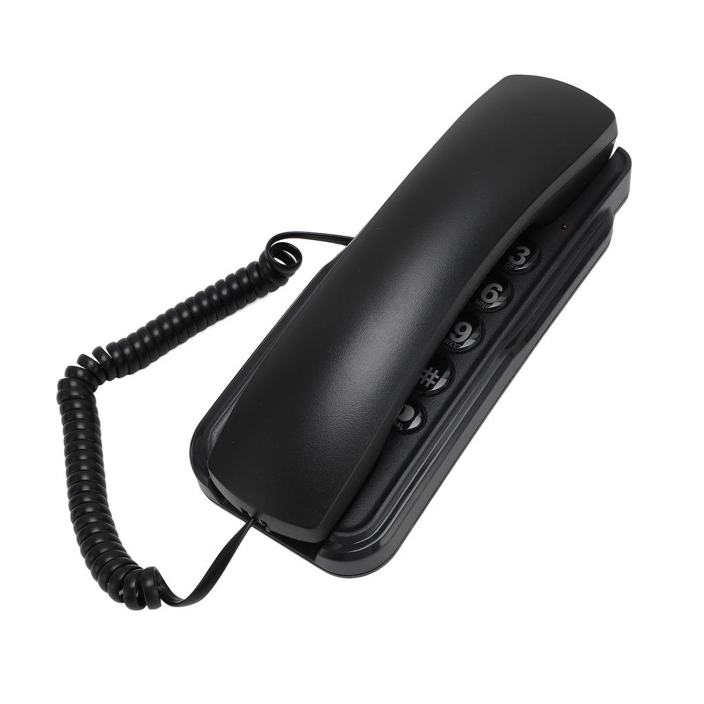 Wall Mount Phone Corded Volume Adjustable Ringer Redial Wall Telephone for Hotel Office Black