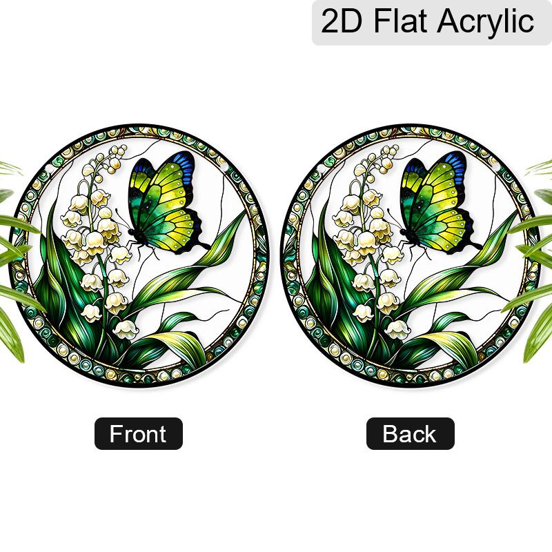 Acrylic Butterfly & Lily of the Valley Suncatcher Stained Glass Effect Window Hanging Ornament Floral & Insect Themed Gift for Home