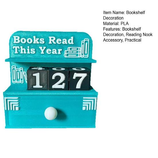 Reading Tracker Bookshelf Decoration with Dices Book Read This Year Reading Achievements Counter Reading Nook Accessory for Book Lovers