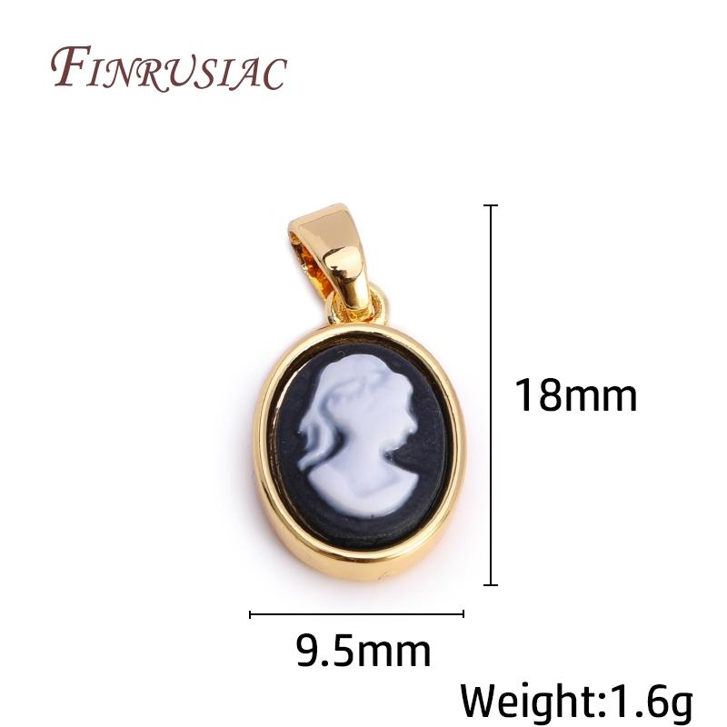 18K Real Gold Plated Lady Cameo Pendants DIY Necklace Making Accessories,Classic Oval Connector Pendant Findings Wholesale