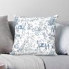 Blue Floral Toile With Horses Square Pillowcase Polyester Linen Velvet Creative Zip Decorative Sofa Seater Cushion Cover X