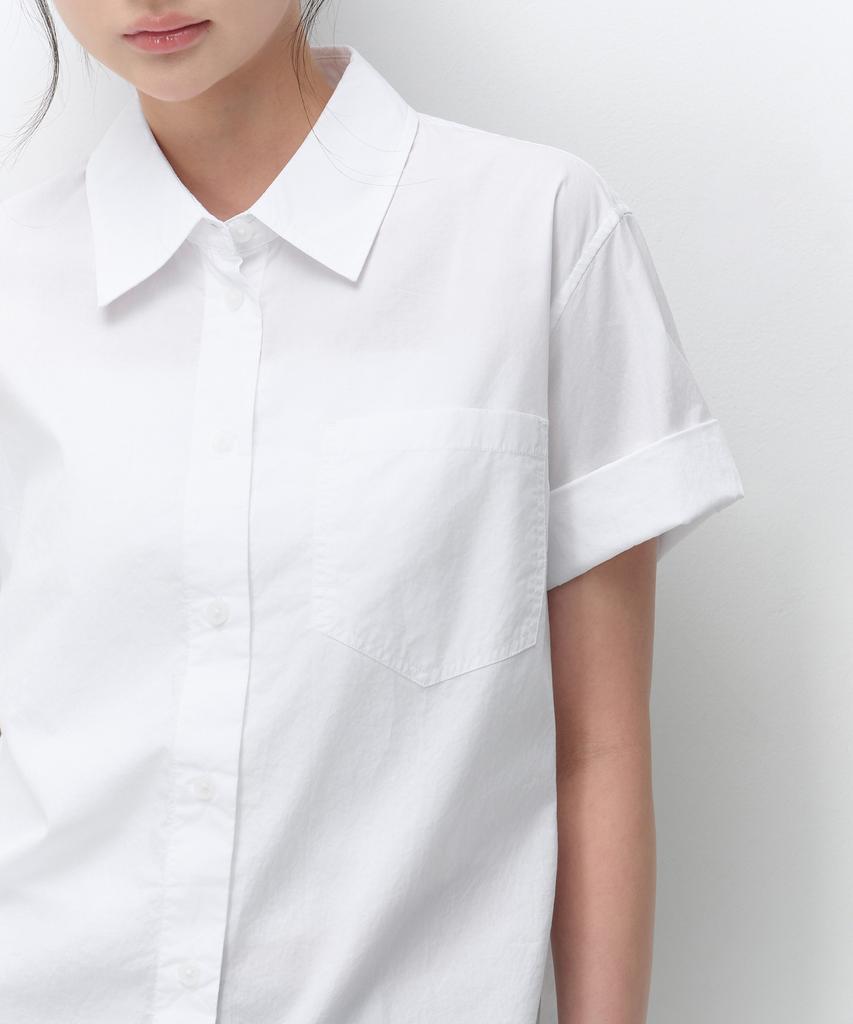 MUSINSA STANDARD WOMAN Women'S Relaxed Soft Poplin Short Sleeve Shirt [White]