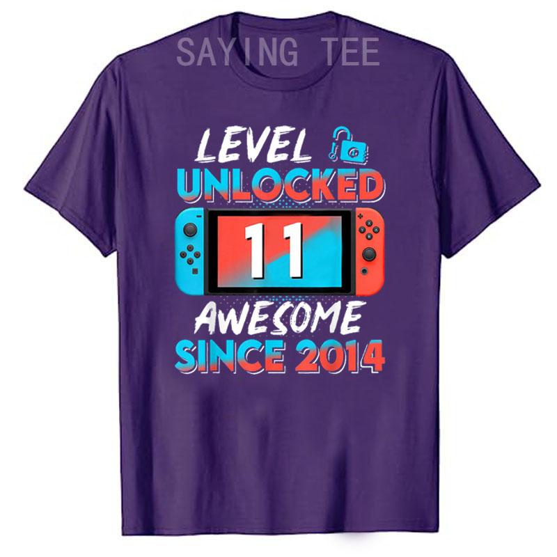 11 Years Old Clothes 11th Birthday Sons Gifts Gamer T-Shirt Level 11 Unlocked Awesome Since 2014 Gaming Controller Saying Tee