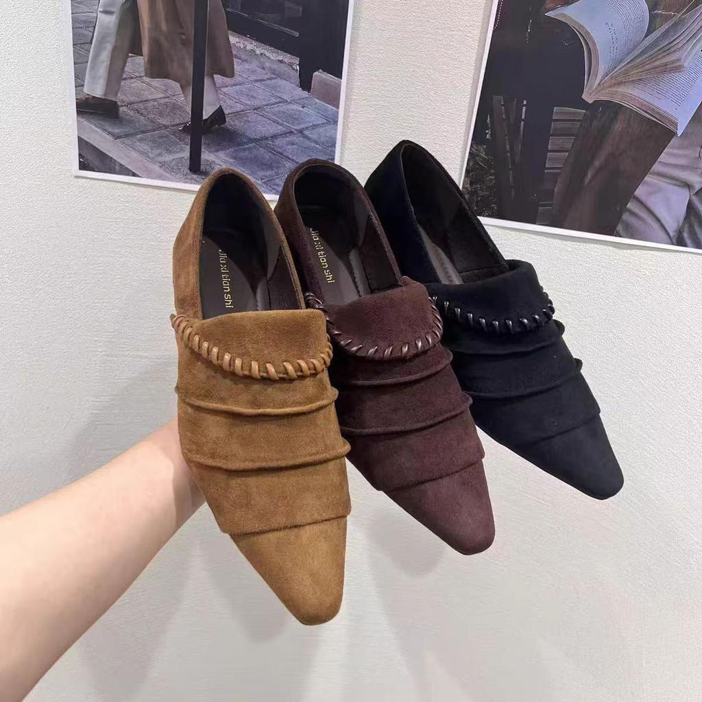 Herbst und Winter Neu Europäische Station 2025 Neue Damenschuhe Lässig Spitz Zehe Flach Damen Einzel Schuhe Alle Jahreszeiten