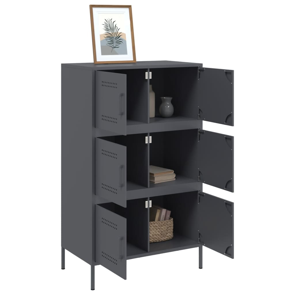 Highboard Anthracite 68 X 39 X 113 Cm Steel