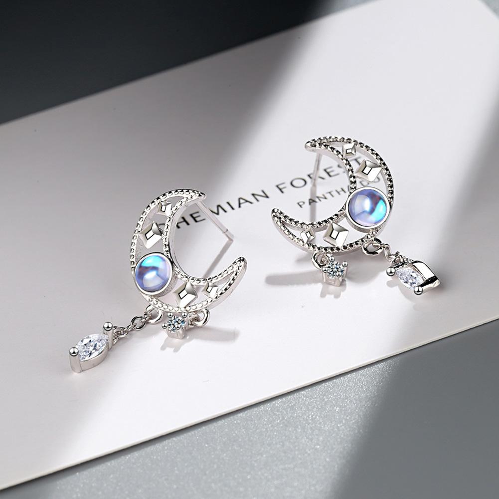 925 srebro kryształowe zestawy biżuterii księżycowej dla kobiet elegancki elegancki naszyjnik stadniny kolczykigaabou biżuteria