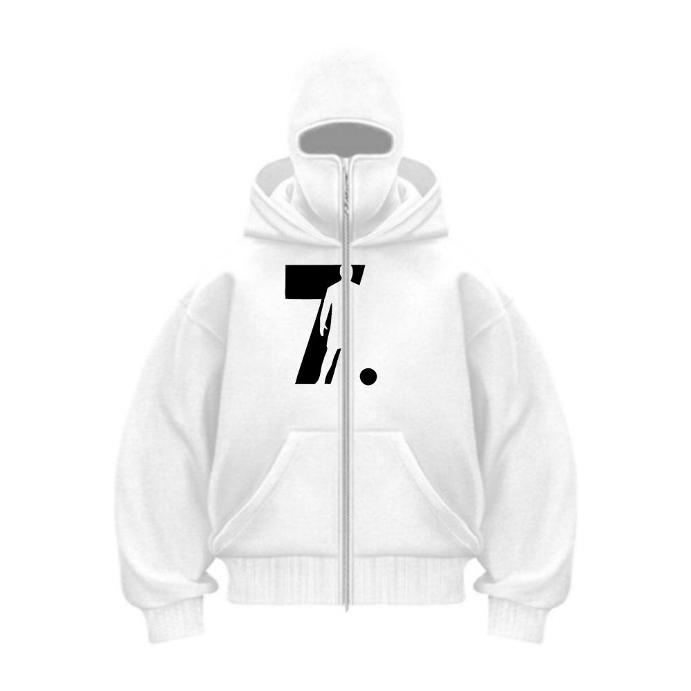 Pánská mikina na zip Zimní teplá ležérní mikina Y2K s kapucí a obličejovou maskou Design na zip Sportovní bunda pro outdoorové aktivity