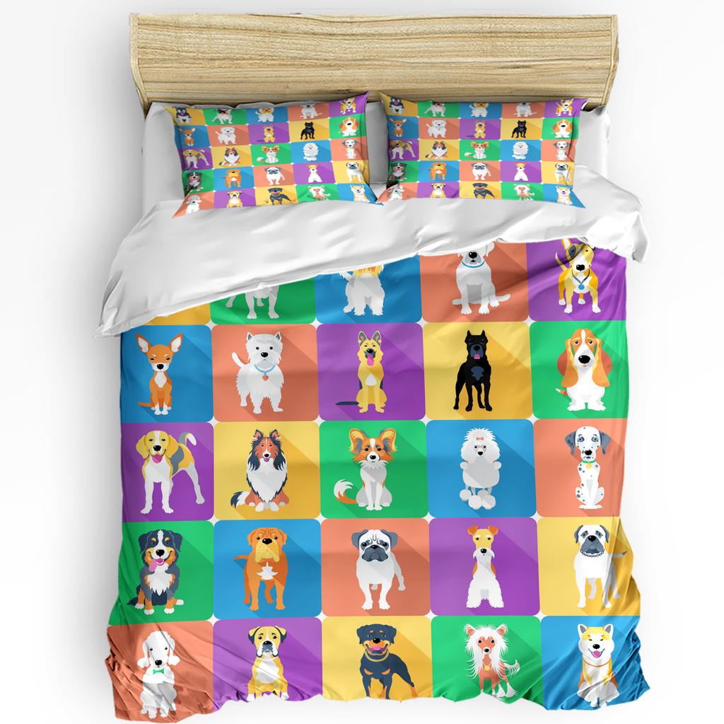 3pcs Bedding Set Dog Pug Cartoon Home Textile Duvet Cover Pillow Case Boy Kid Teen Girl Bedding Covers Set