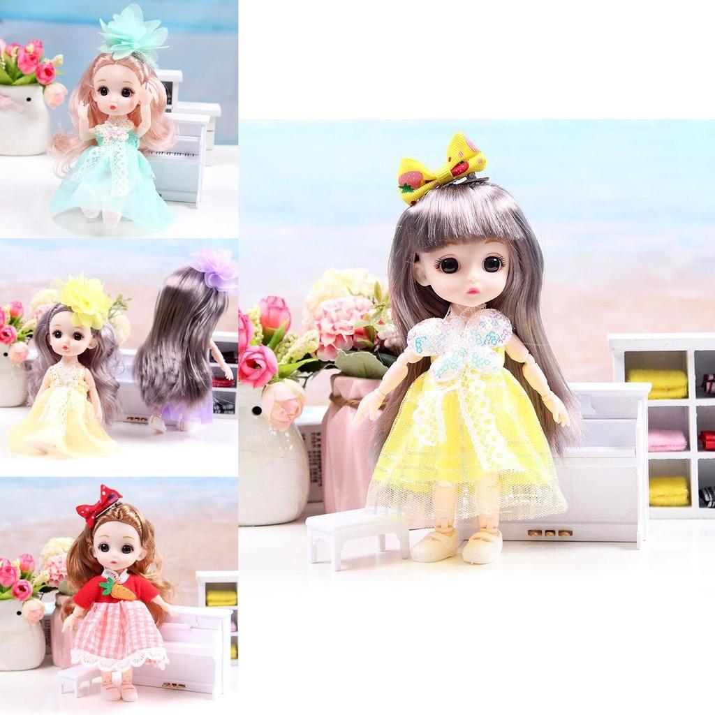 Cute 6.6in Bjd Princess Dolls With Movable Joints Mini Model Toy Kids Birthday Gift