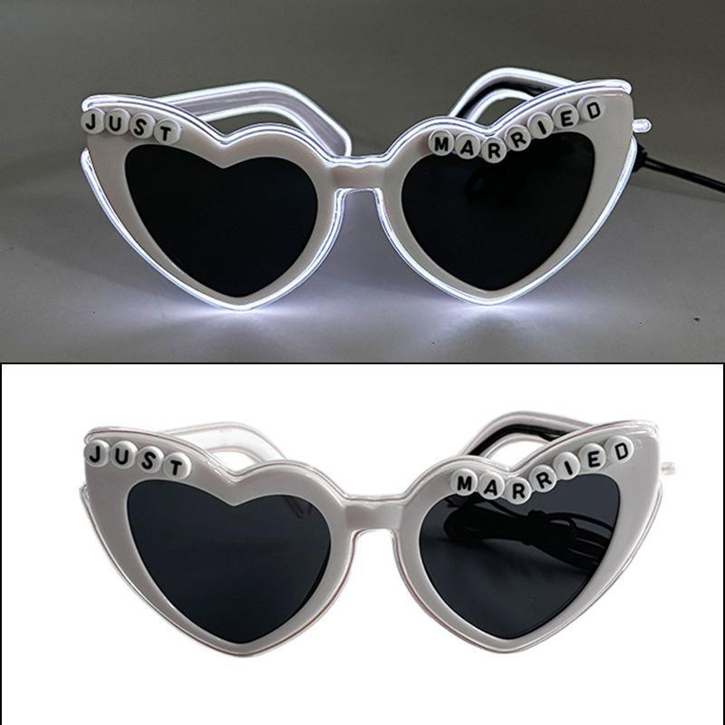 Wireless Led Just Married Glasses Wedding Bridal Shower Favors Glasses Set El Heart Shaped Sunglasses For Lovers Couple