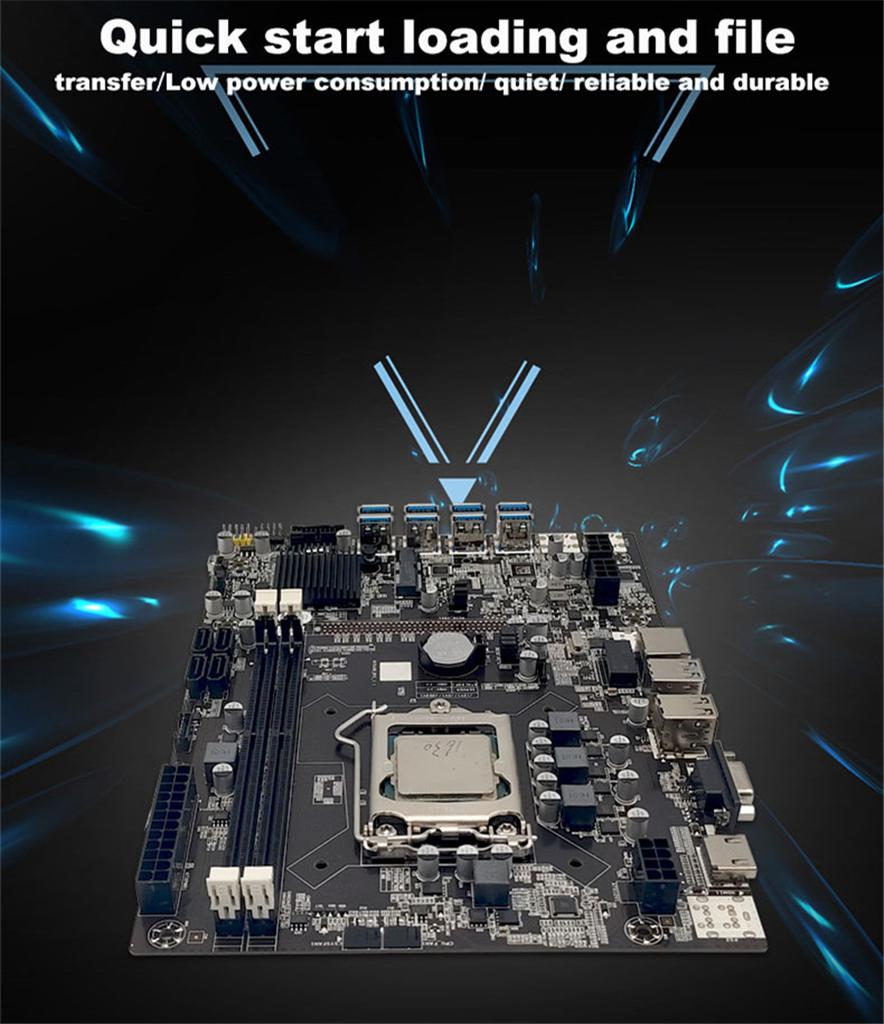 BTC B75 Mining Motherboard LGA1155 8*PCIE To USB3.0 Supports 8 GPU Graphics Card DDR3 DIMM RAM ETH Bitcoin Ethereum Miner Rig