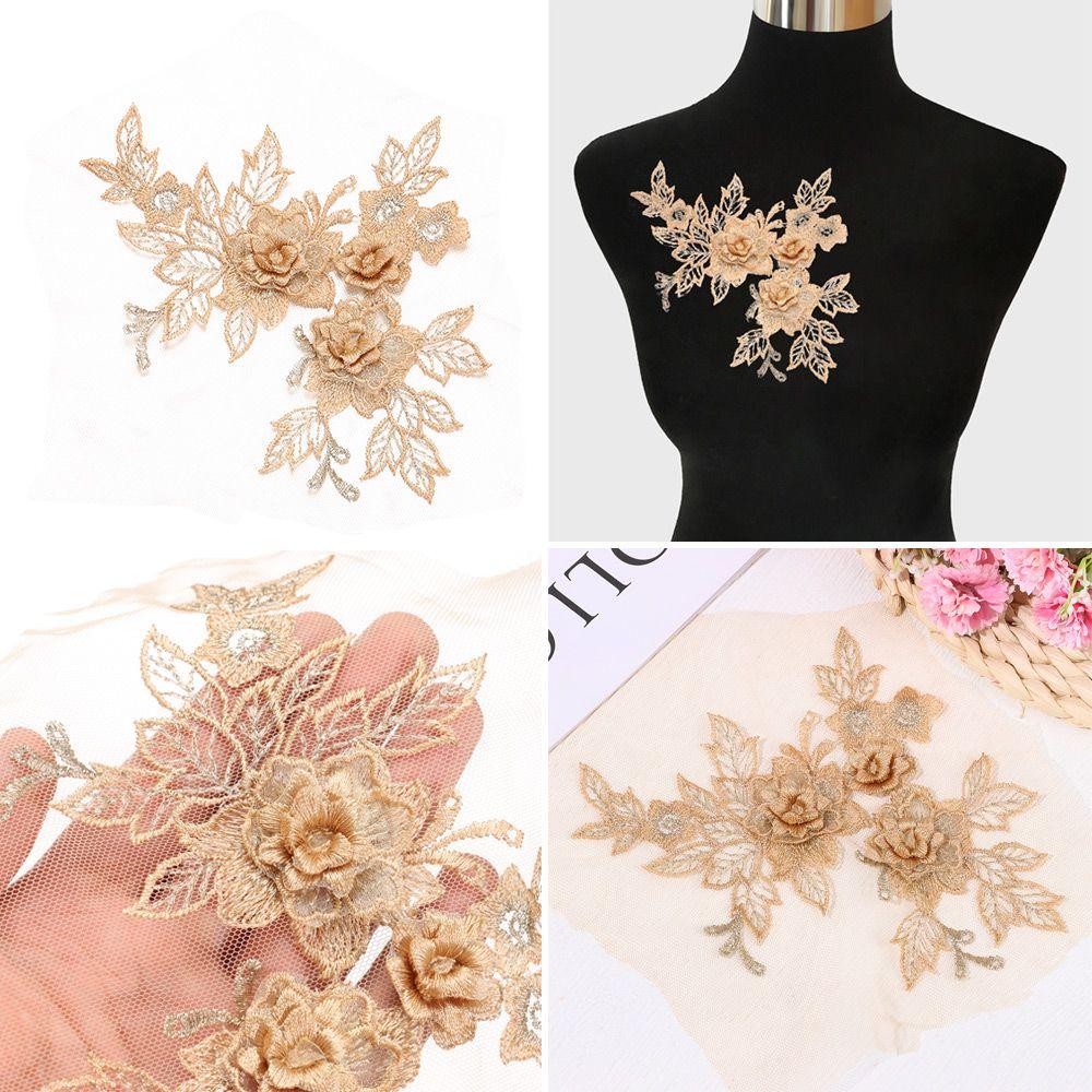 scrapbooking Tulle DIY Blossom Motif Embroidery Lace Flower 3D Trims Bridal Applique