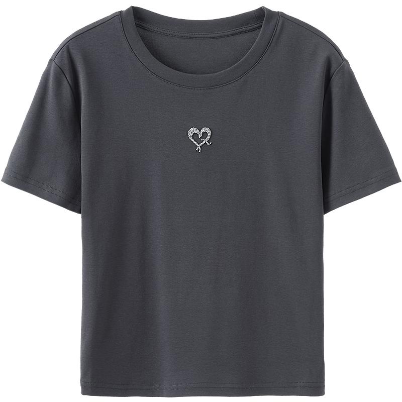 

BETU Women s Sparkling Diamond Love Heart T-shirt L