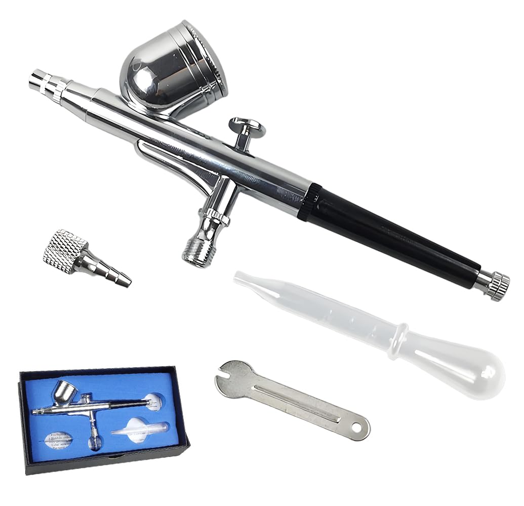 

Fish & Fairy Gravity Feed Airbrush, Dual Action, with Integrated Airbrush Cup, for Spray Painting, Plastic Models, Art Crafts, 7cc (0.5mm Diameter)