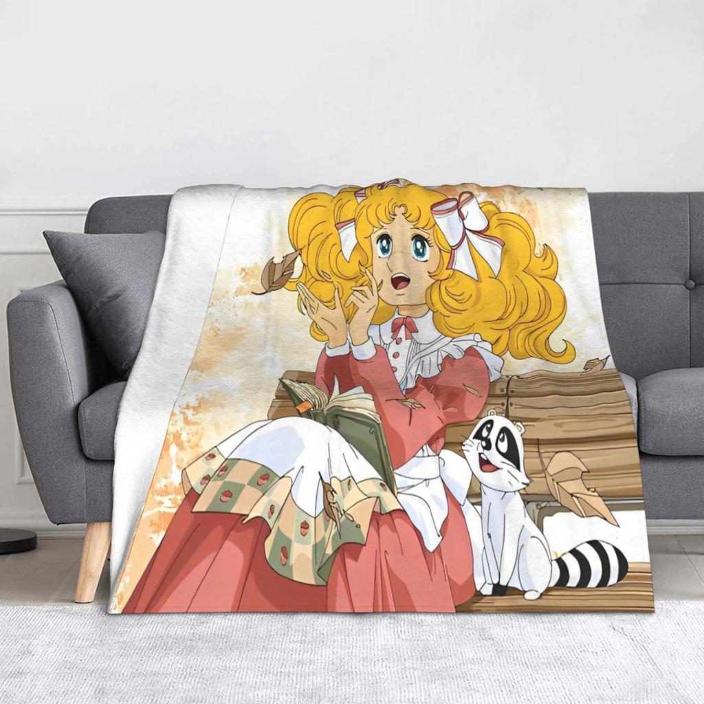 Anime Candy Candy Blankets Fleece All Season Kawaii Cute Girl Flowery Multi-function Thin Throw Blanket for Bed Office Quilt