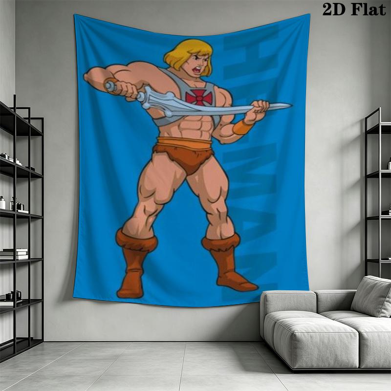 He Man Wall Tapestry Aesthetic Wall Hanging Printed Fabric Blanket Decorative Tapestries for Bedroom Living Room Home Decor