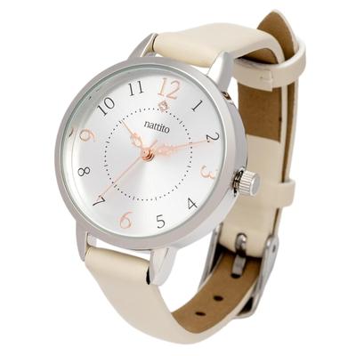 Fieldwork Analoge Uhr mit Leder Einfach NF Glänzend Damenarmband, Nickelfrei, Design, Weiß, ST299-1