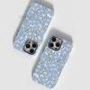 Foreign Trade for Blue Floral Magnetic Mobile Phone Shell iPhone Full Series To Map Processing Apple 17PM Protective Cover