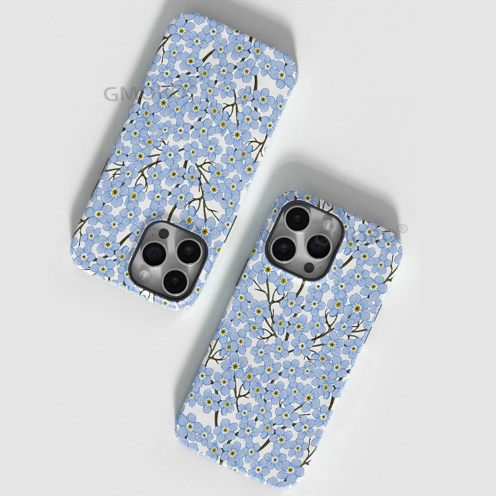 Foreign Trade for Blue Floral Magnetic Mobile Phone Shell iPhone Full Series To Map Processing Apple 17PM Protective Cover