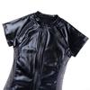 Rompers T-shirt Shorts 1pc Black Patent Leather Sexy