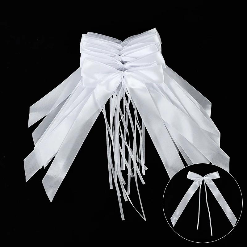 50/100Pc White Ribbon Bow Wedding Car Gift Wrap Craft Birthday Party Supplies Pew End Chairs DIY Decoration Christmas Home Decor
