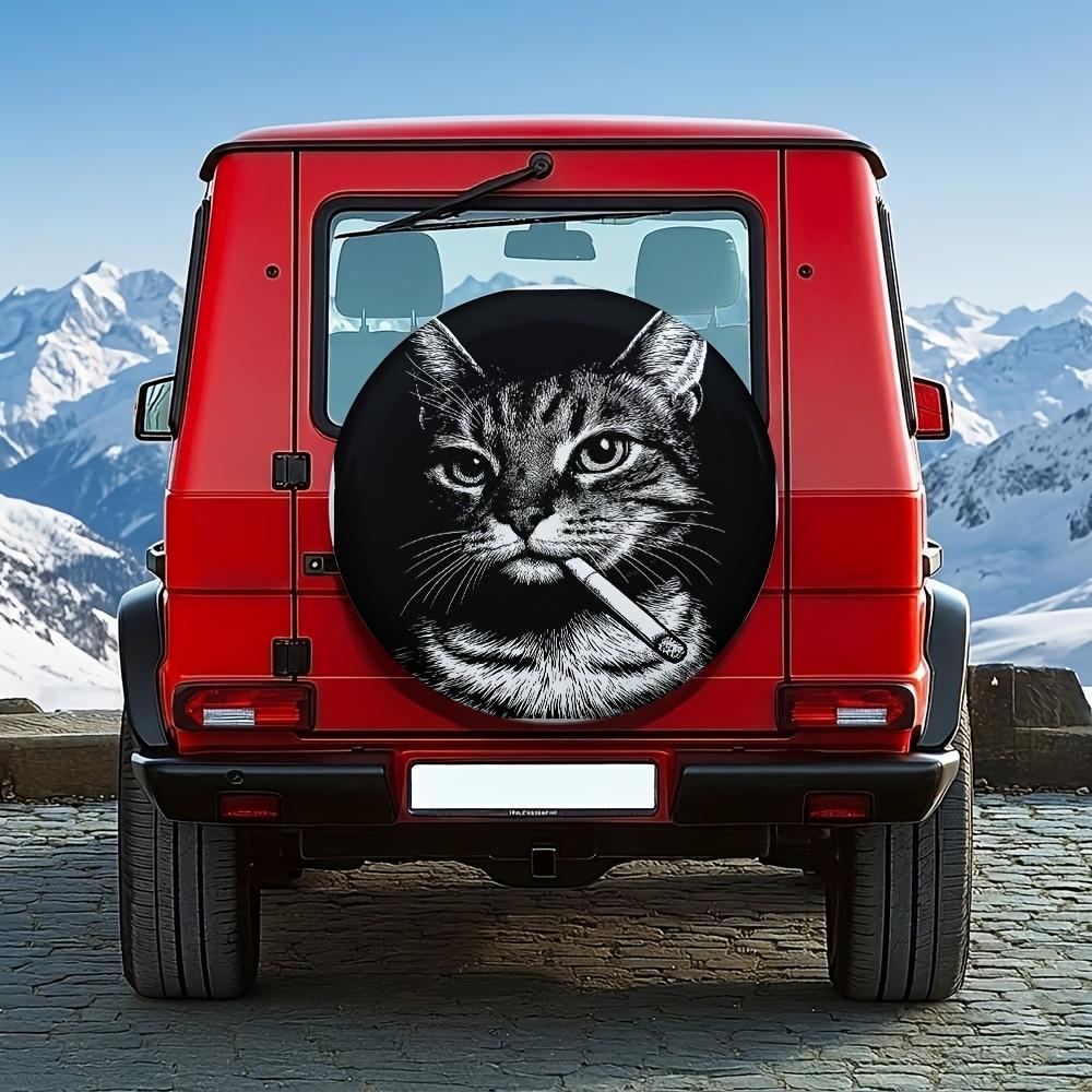 1pc Black And White Kitten Tire Cover, 100% Material, Hardcore Pet Style, Waterproof, Dustproof, Scratch-Resistant, Universal Fi