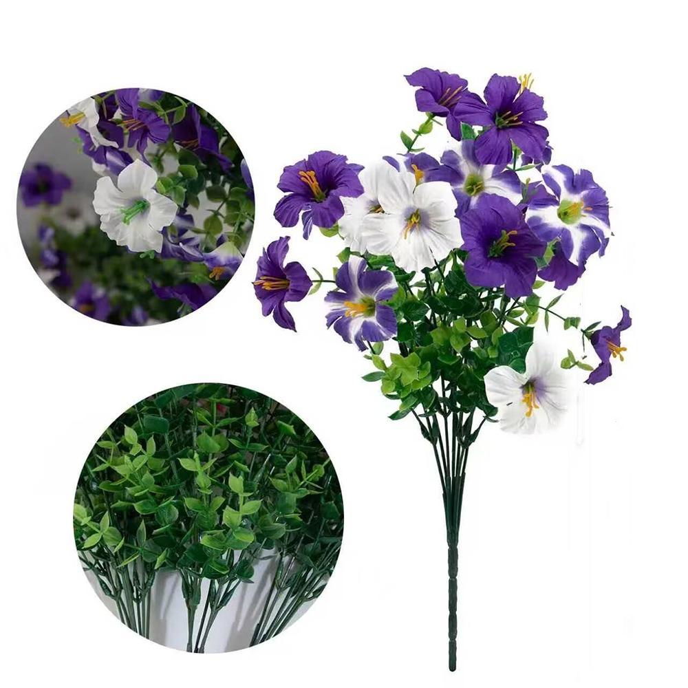 Realistic Silk Morning Glory Flowers UV Resistant Fake Flower Bouquets Faux Plant  Balcony Decor