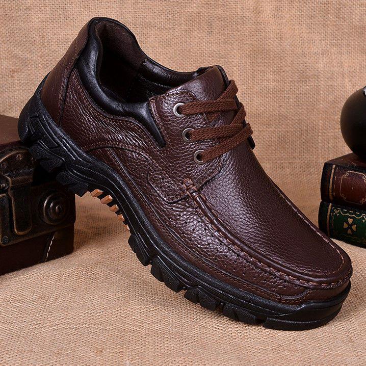 

Men s Shoes Business Casual Leather Shoes Men s Soft Sole Non-slip Thick Sole Dad s Shoes Versatile Middle-aged and Elderly Large-size Shoes 38