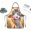 1 Pcs Cow Smile Funny Print Apron, Kitchen Baking Catering Service Apron, Washable & Easy To Clean