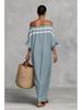 European Summer One-Shoulder Batwing Sleeve Maxi Dress for Women