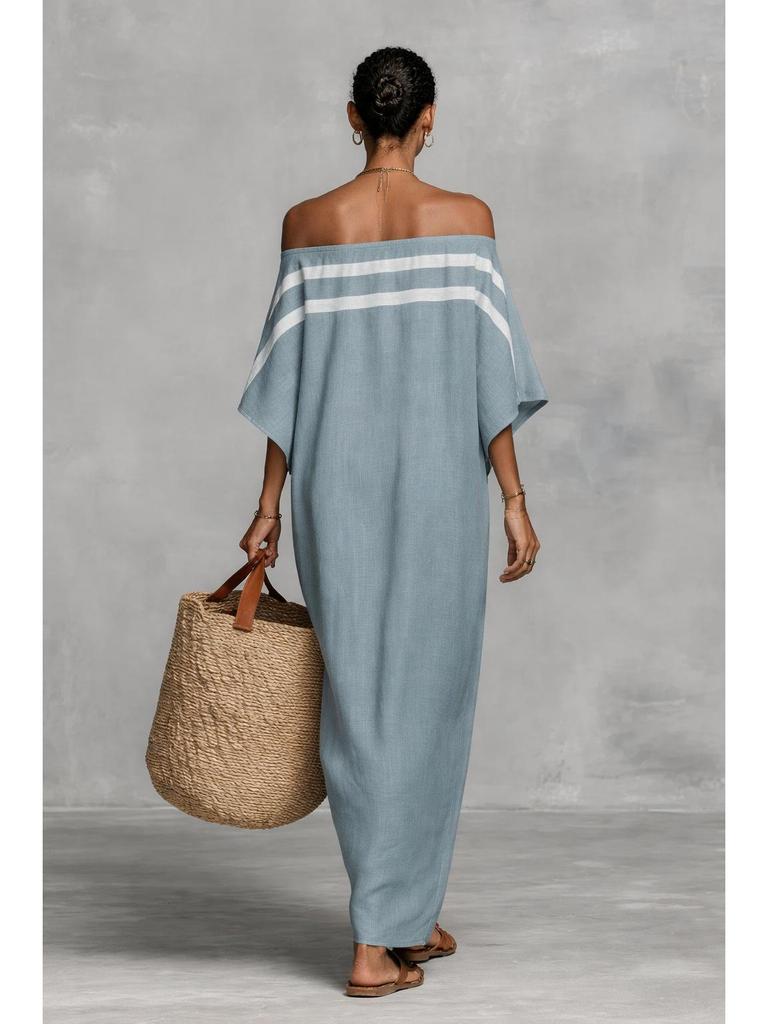 European Summer One-Shoulder Batwing Sleeve Maxi Dress for Women