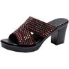 Women High Heel Rhinestone Peep Toe Slippers Summer New Fashionable Thick Sole Block Heel Outdoor Modern Slippers Sandals
