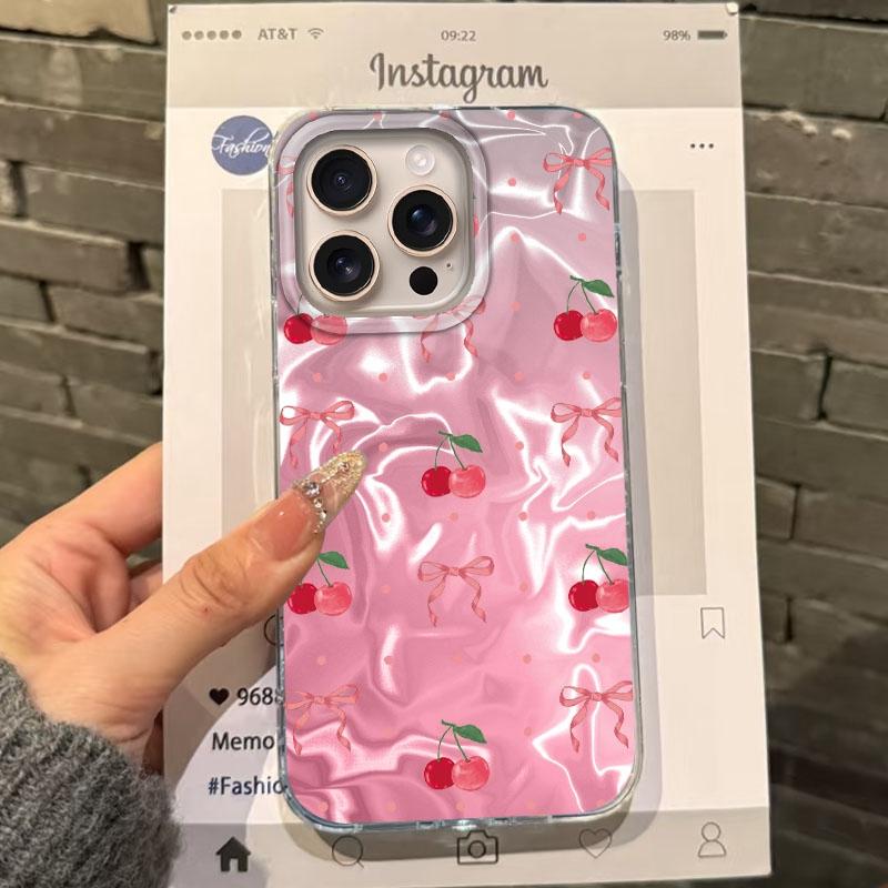 

Розовый Вишневый Бант Леопард Девушки Женщины Чехол для Телефона Для Apple iphone 16pro 15 16 14 13 Pro Max 16e 12 11 7 8 Plus XR SE Fundas Чехол ipone 16e белый