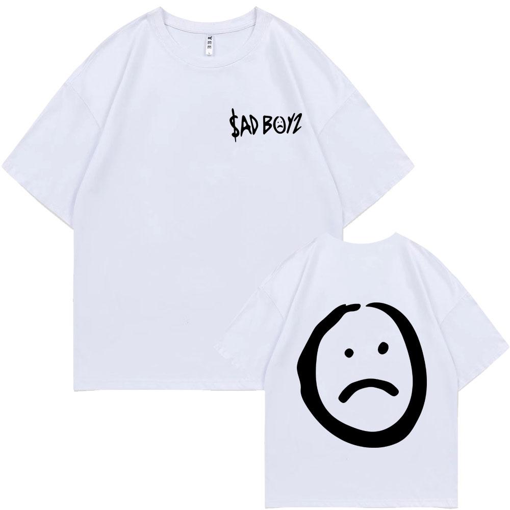 Singer Junior H Sad Boyz Double Sided Print Tshirt Mens Hip Hop Oversized Streetwear Men Fashion Casual Cotton T Shirts