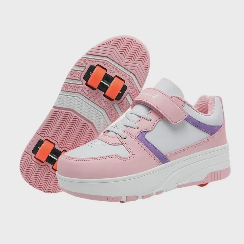 Barne konvertible løpe- og rulleskøyter med avtakbare hjul