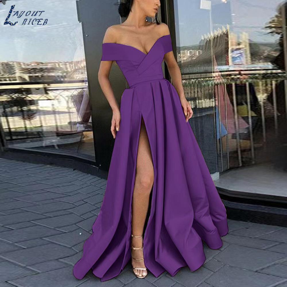 Women's 2025 Deep V-neck Satin Evening Dress, Multi-color European & American Style