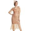 Women's 1920s Gatsby Flapper Dress, Vintage Sequin Fringe V-Neck Cocktail Party Dress