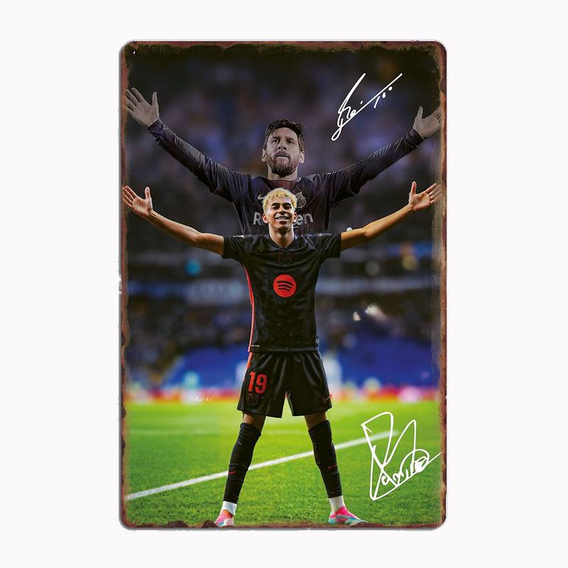 

Lamine Yamal LinonelFootball Sport Player Retro Posters Metal Sign Custom Garage indoor Wall Room Decor Tin Vintage Home Decor 20x30cm（7.8x11.8inch）