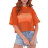 Fishnet Loose T-shirts Sexy O-neck Short Sleeve Hollow Out Black Cropped Tee Tops