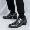 Fashion 2025 Men Elegantes Leather Shoes Formal Business Shoes Pointed Toe High Heels Luxury Design Wedding Shoes Men Large Size 38-46