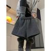 Women's High Waist Retro A-line Dark Grey Knit Shorts - Spring 2026 Collection, Petite Bootcut Base Layer