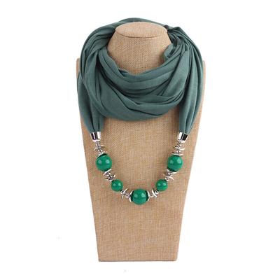 Women Big Round Beads Pendant Solid Color O Ring Scarf Necklace - How To Tie A Pendant Scarf Women Big Round Beads Pendant Solid Color O Ring Scarf Necklace - How To Tie A Pendant Scarf