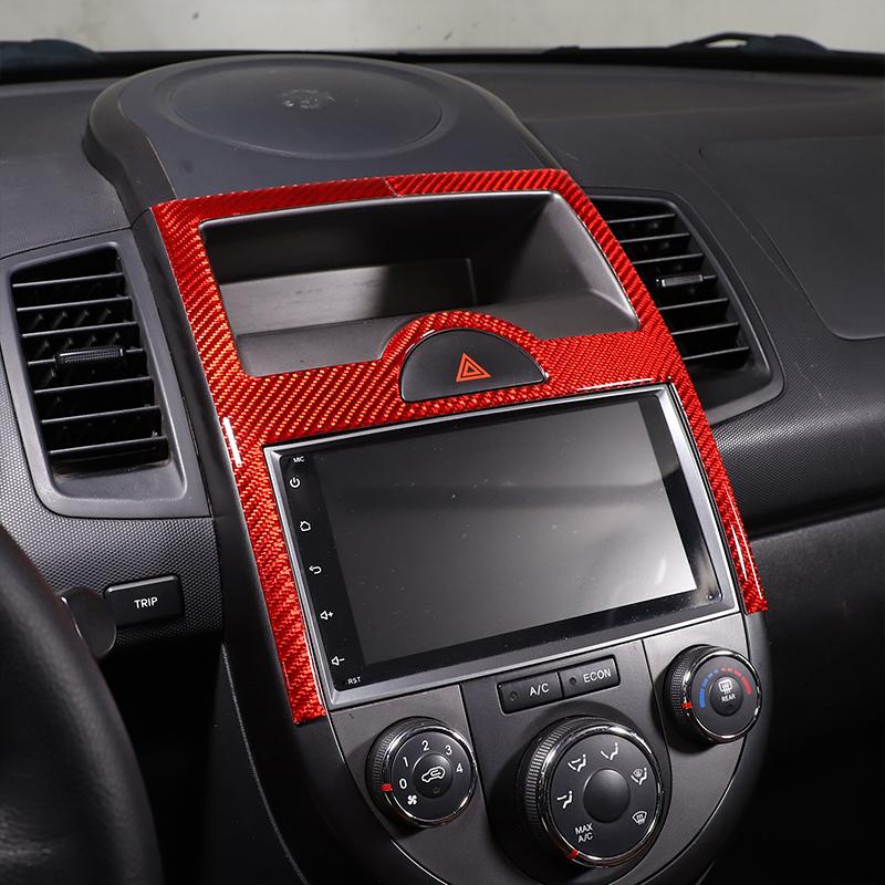 For Kia Soul AM 09-13 Soft Carbon Fiber Car Central Control Assembly Switch Panel Navigation Frame Trims Sticker Car