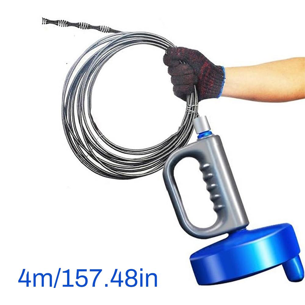Drain Pipe Dredge Cleaner Toilet Basin Sewer Dredge Spring Steel Wire Kitchen Sink Dredge 15M Hand-cranked Pressure Dredge Tools