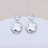 Round Minimalist S925 Silver Needle Earrings with Gold Color Retention – Elegant, Fashionable, and Smooth Alloy Design.